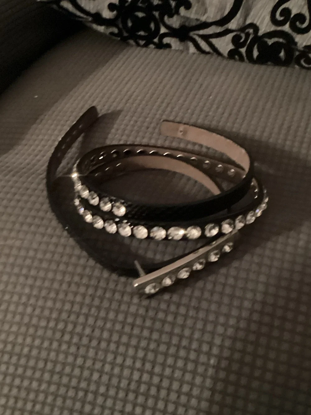 Black Rhinestone Accent Women's Fashion Belt 39” total, adjustable